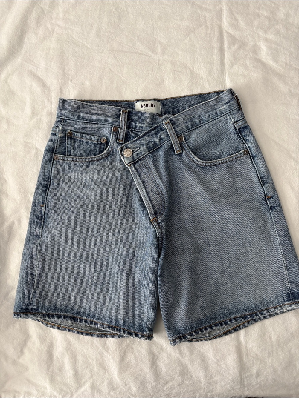 Agolde Medium Blue High-Rise Denim Shorts